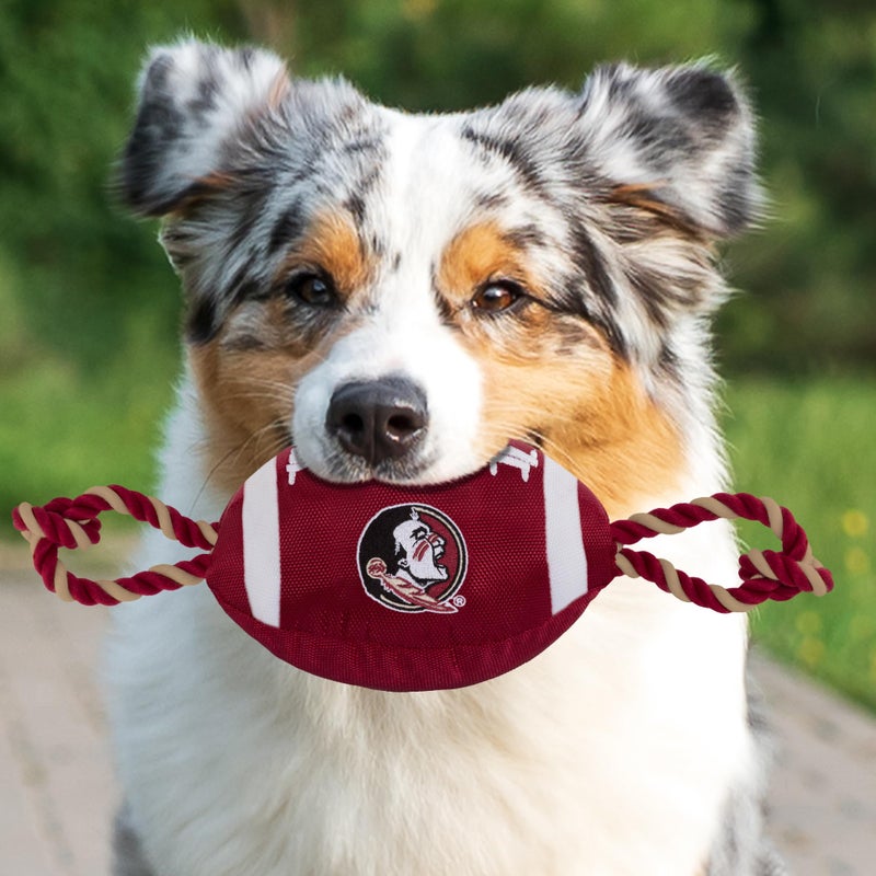 Pets First NCAA Florida State Seminoles Football Dog Toy, Tough Quality Nylon Materials, Strong Pull Ropes, Inner Squeaker, Collegiate Team Color (FSU-3121) - Image 3